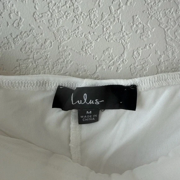 Lulu's White Mesh Pearl Strapless Crop Top - Picture 3 of 4